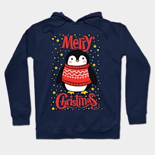 Merry Christmas a cute penguin illustration Hoodie